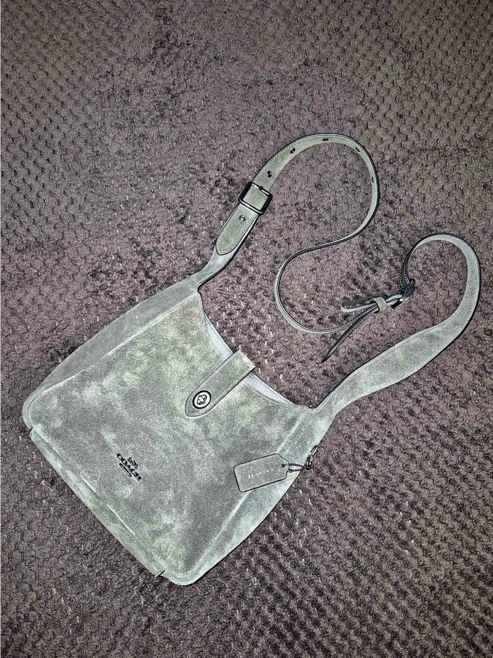 Coach Suede Crossbody Bag in Gray